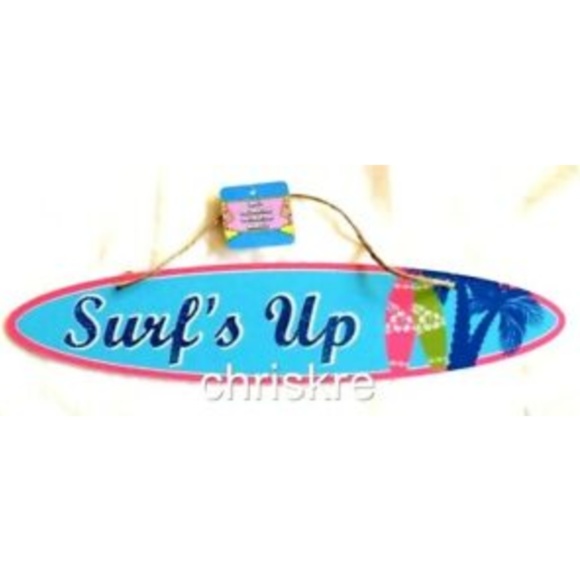 Surf's Up SurfBoard Luau Tiki Bar Sign Wall Door Summer Beach House Decor Palm - Picture 2 of 6